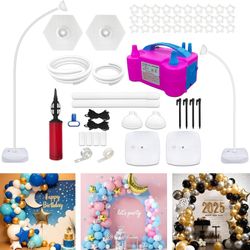 New Balloon Arch Kit with Balloon Pump Electric, 8.2FT & 5FT Free Bending Balloon Arch Stand, Half Arch Frame Balloons Column Stand with Water Fill Ba
