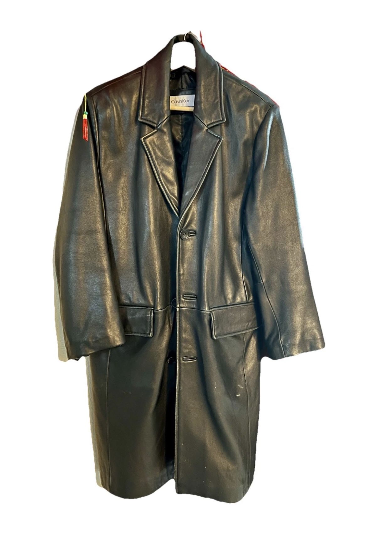 Calvin Klein Men’s Leather Trench Coat Size Small