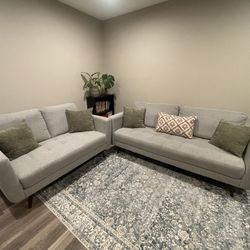 Living Spaces Grey Sofa + Loveseat Set (2-Piece) – Great Condition