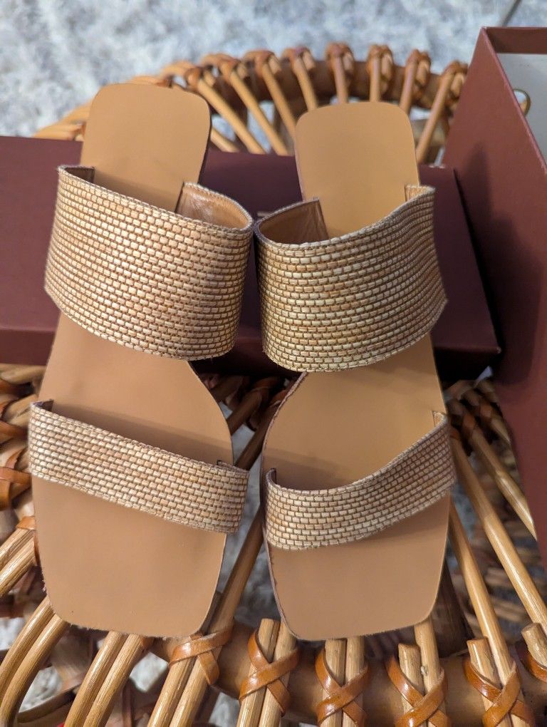 Torgeis NYC Nude Rattan Boho Heels