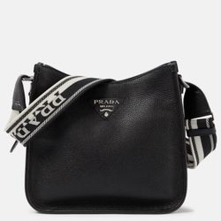 Prada crossbody black calf leather bag