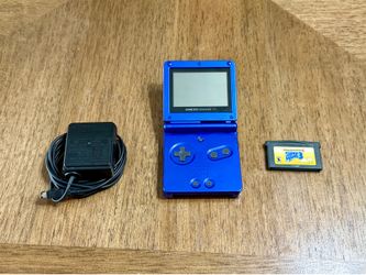 Nintendo Game Boy Advance SP AGS-001 Blue + Charger + Super Mario Advance 4