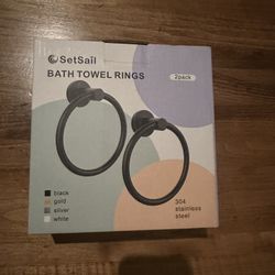 Black Bath Towel Rings - 2 Pack