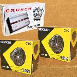 🚨 No Credit Needed 🚨 Kicker 10" Subwoofers C10 Smash-Series Monoblock Bass Amplifier 1000 Watts Package 🚨 Payment Options Available 🚨 