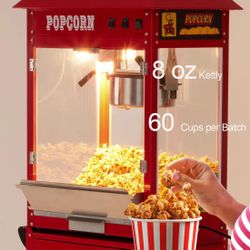 🍿 Commercial Popcorn Machine with Cart – 8Oz Kettle$300