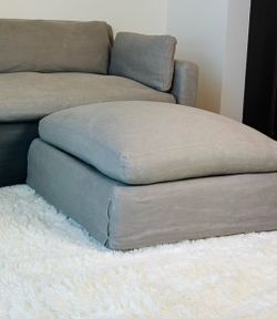 Restoration Hardware Ottoman Belgian Slipcovered Track Arm