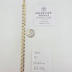 10k gold 9" curb link bracelet 