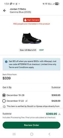 Jordan 11 Gamas Size 9.5