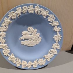 Wedgwood Blue Jasperware Pin Dish Round Aurora And The Chariot Of Dawn 1970s