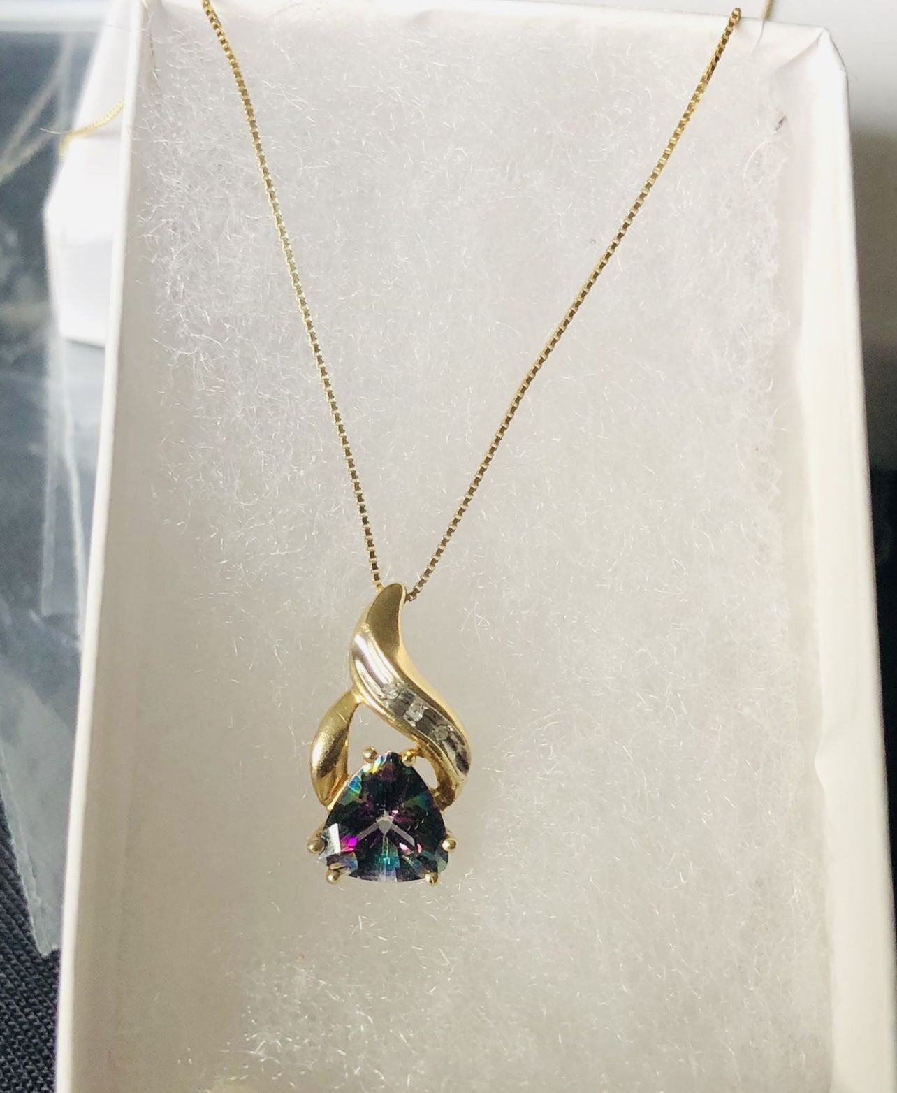 10kt Cadena Y Dije De Oro 💜 Piedra Topacio mística