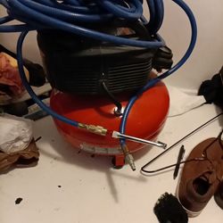 Air Compressor, Hose And Nozzle