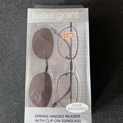 Foster Grant Reading  Glasses With Clip-On Sunglass