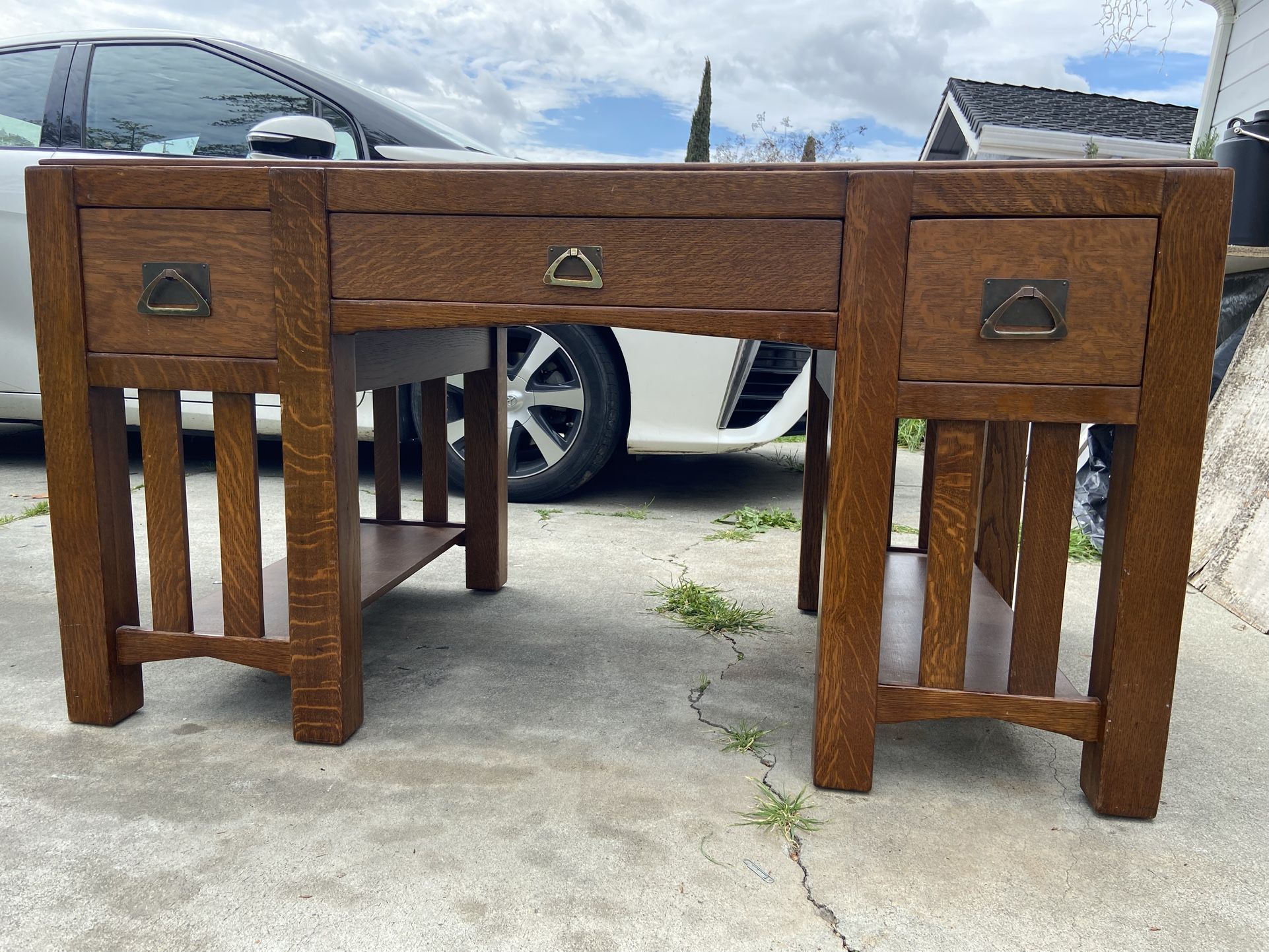 Antique Arts And Crafts Mission Desk Table