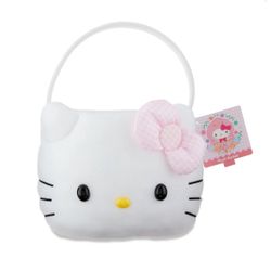 Hello Kitty Plush Easter Basket White With Pink Gingham Bow