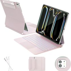 New ipad Pro 13 inch Case with Keyboard (M5 2025 / M4 2024) Pink