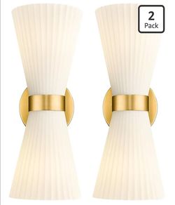 (Brand New in Box) 
Modern Wall Sconce Set of 2, HWH 2-Light Up Down Wall Light Indoor Vanity Wall Lamp, Brushed Gold Bathroom Vanity Sconce Frosted W