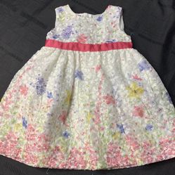 Beautiful Blueberi Boulevard Toddler girl 18 month embroidered Floral dress with pink shrug