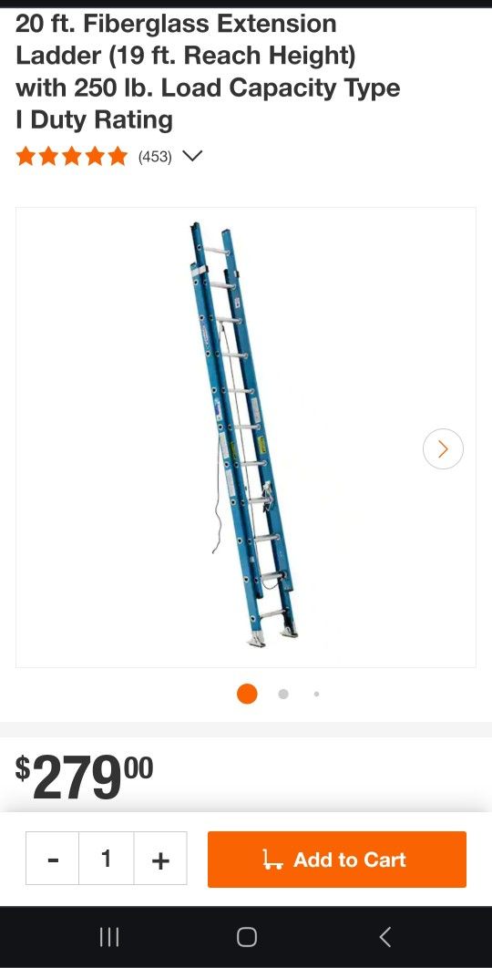 20' Werner Extension Ladder. Works Great No Cracks.