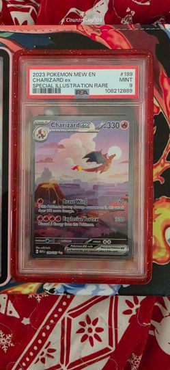 PSA 9 Pokémon Charizard ex 151 & Mew Crown Zenith Slabs