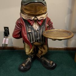 Frog Butler Billiard  Statue with serving  tray 2 foot