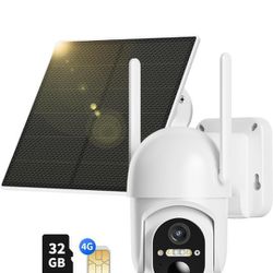 Ebitcam 4G LTE Cellular Security Camera Outdoor Includes SD&SIM Card, Solar Powered, Works Without WiFi, 2K Live Video, 360° Full Cover, Color Night V
