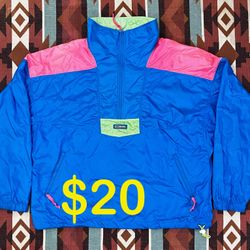 Vintage Columbia Lightweight  Pullover Windbreaker  Fluorescent Jacket Men’s XL