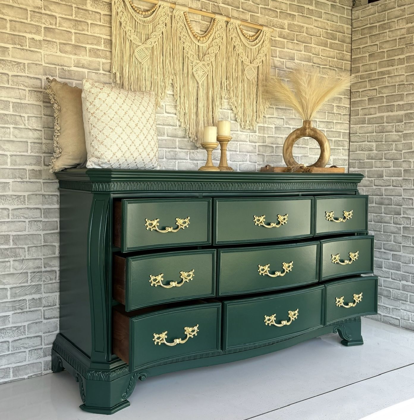 emerald green dresser - Sideboard - Buffet - Entertainment Center - Credenza - TV Console for Sale in Phoenix, AZ High Noon Denim Jumpsuit _wear_new Wood dresser Color:Emerald*