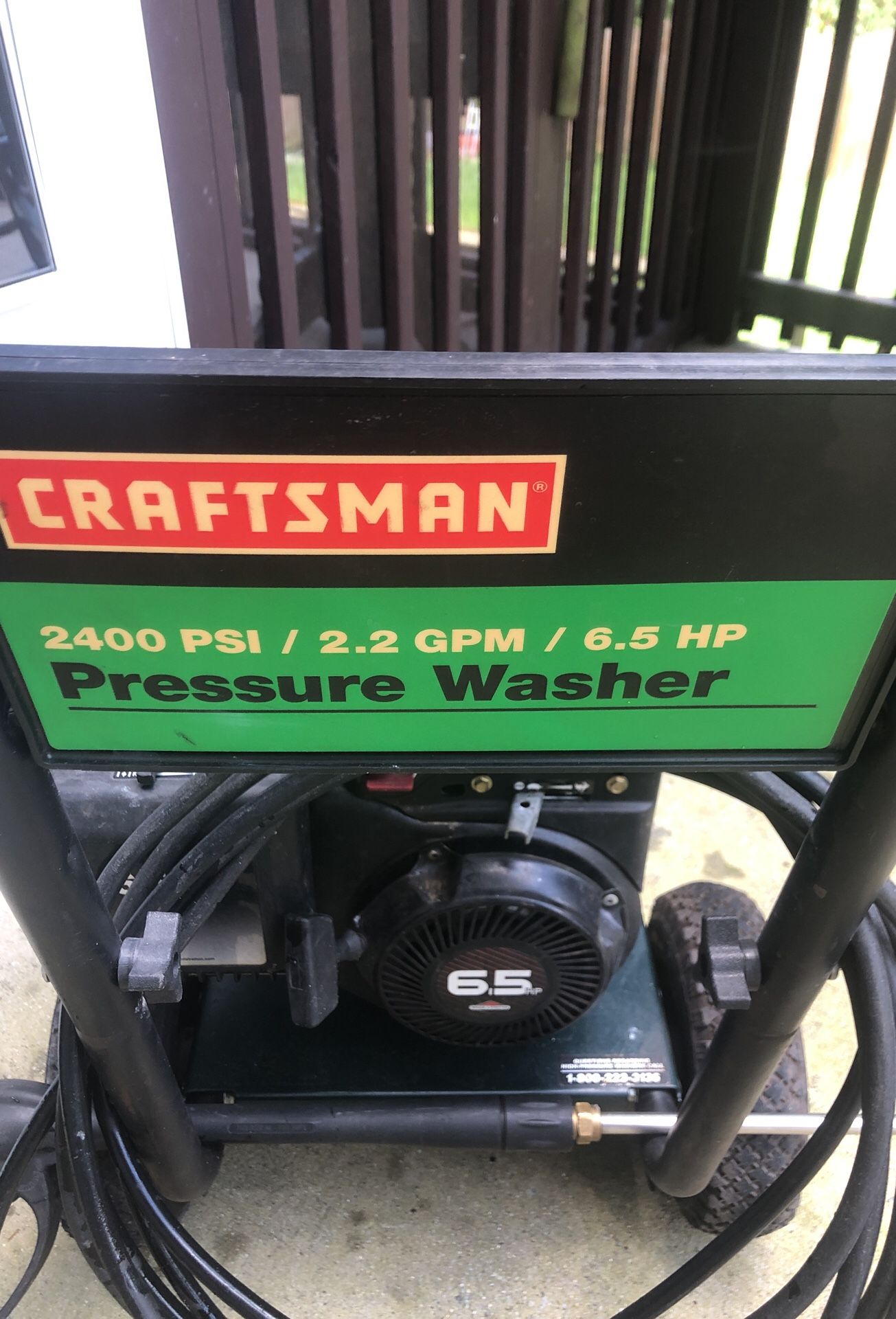 Craftsman 2400 psi / 2.2 gem / 6.5 hp pressure