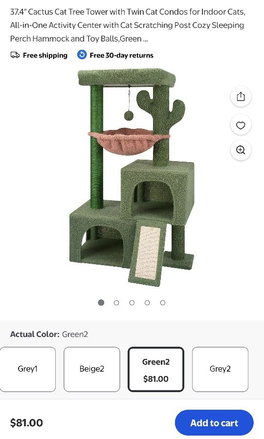 Cactus Cat Tree Tower with Twin Cat Combos
