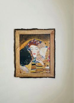 Wooden Wall Frame With Hand Made Puzzle "The Kiss”