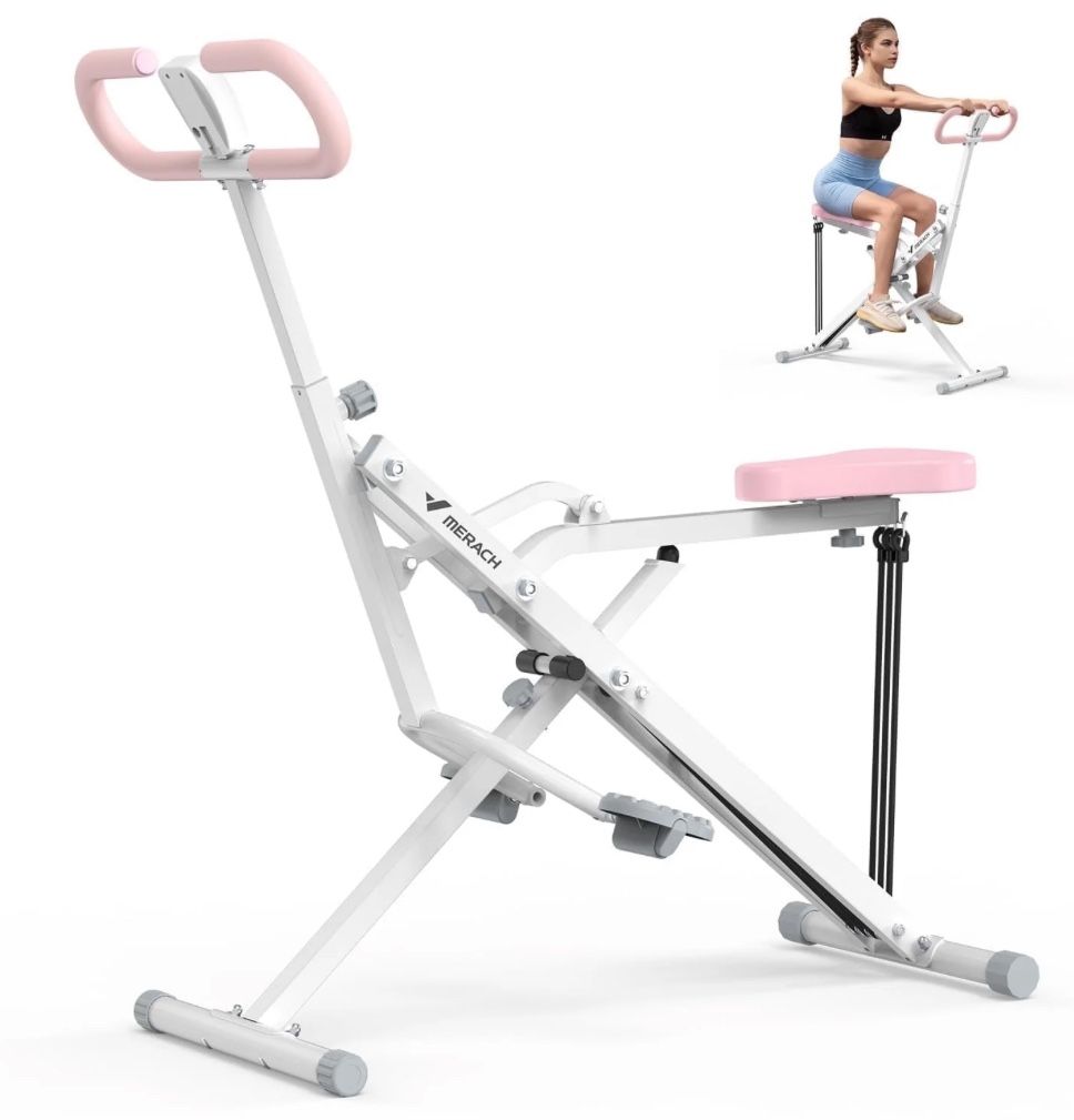 MERACH Squat Assist Trainer Foldable Squat Rider Machine for Glutes and Quads with 3 Tension Bands
