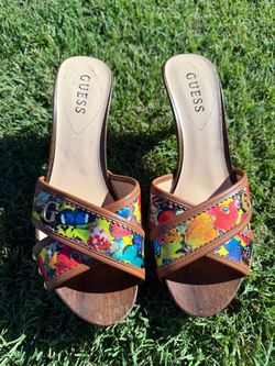 Guess Butterfly Print Slide Heels