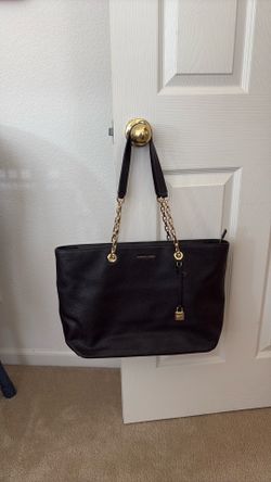 Michael kors large leather tote black