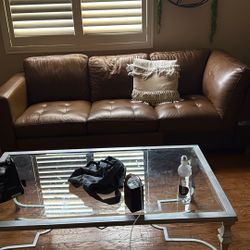 Brown Leather Couch 