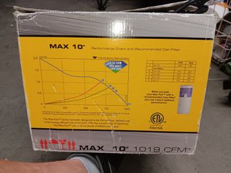 MAX -Fan 10" 1019 CFM Efficient Powerful Compact 120 v 60 htz Fan