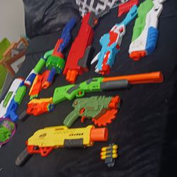 All The Nerf Guns And The Bag Of Bullets Everything Together