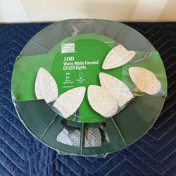 Christmas Lights 100 Warm White Faceted C9 LED Lights Indoor/Outdoor Steady Lit NEW