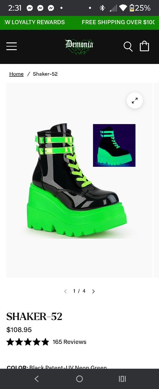 Demonia Glow In The Dark Boots Women's 6