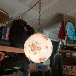 Vintage Flowered Globe Swag Lamp