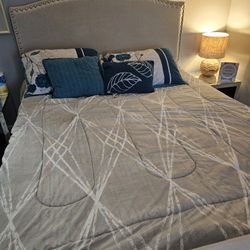 Queen Size Bed Modern Bed And Memory Foam Mattress Used Great Condition Don't Need 