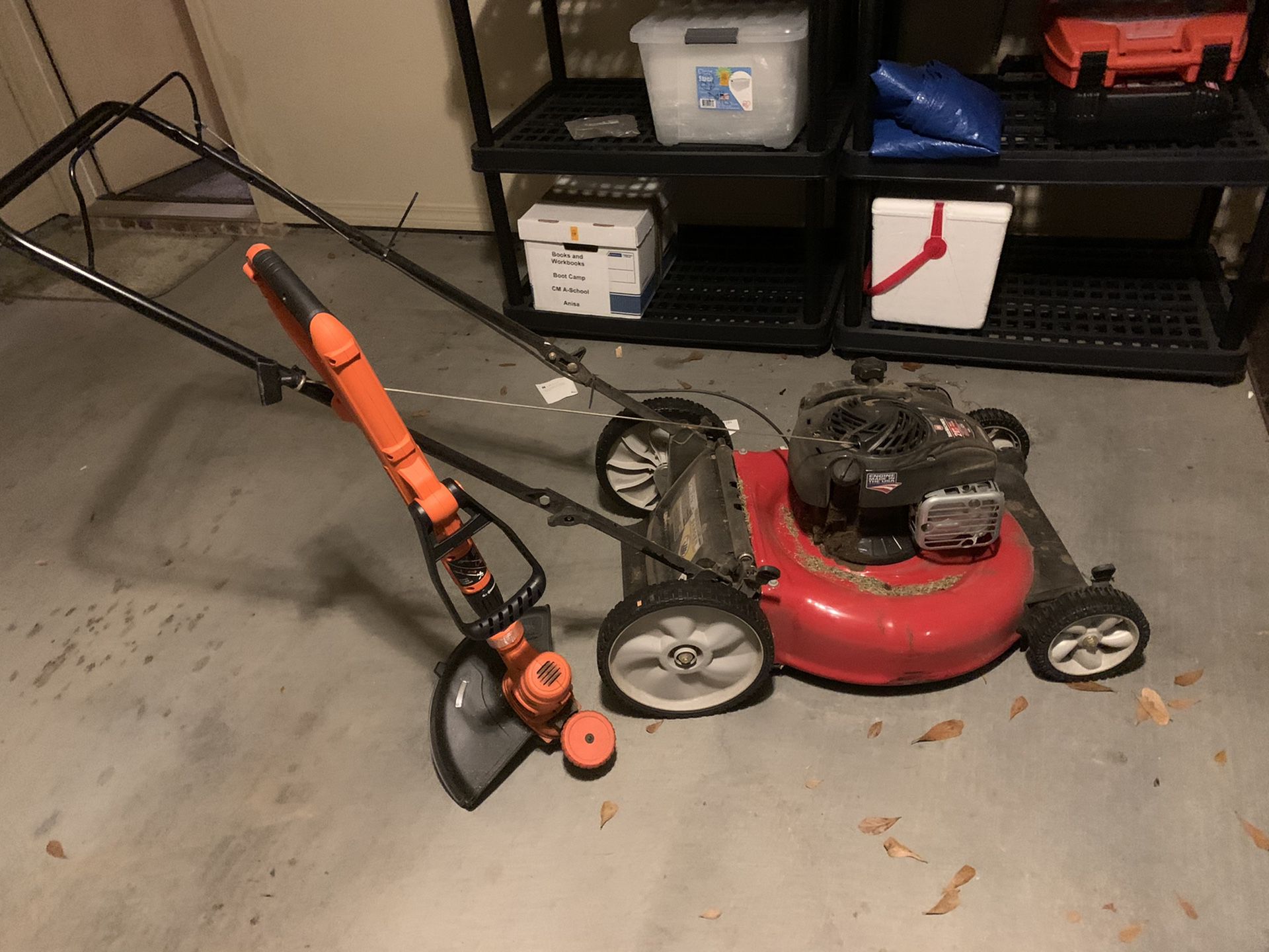 Briggs and Stratton mower and black & decker hedge trimmer