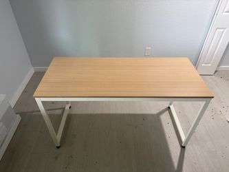 Wood Top Desk with White Metal Frame