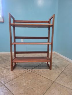 Folding Wood 3-Tier Bookshelf