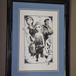 Frozen Comissioned Art By Jamie Sullivan, Signed, Professionally Framed