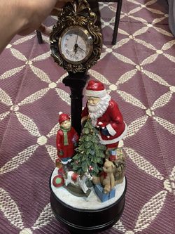 Costco Santa Holiday Clock with LED Lighted Christmas Tree In Original Box