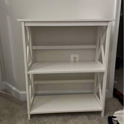 3-Tier Solid White Wood Bookshelf Console Table