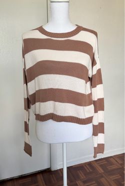 Z Supply women’s brown & cream striped relaxed fit knitted top size XS