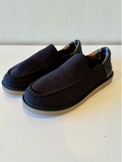 Sanuk Mens size 9’Sidewalk Surfer cozy low black canvas slip ons NEW