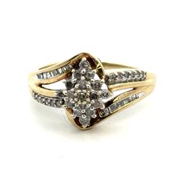 Woman’s Ladies 10k Yellow Gold .32 CTW Diamond Cluster Ring Size 7 GP3127448
