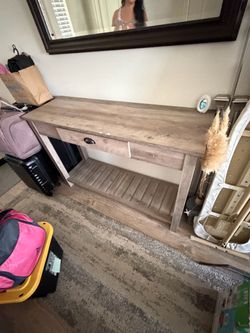 Rustic Wood Console Table with Drawer